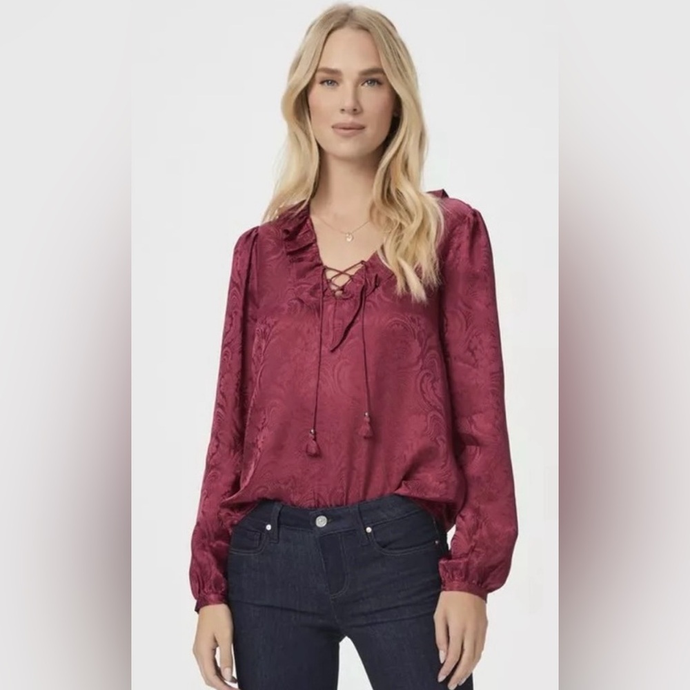 Paige 💯 silk Llara blouse. Berry Jam. NWOT